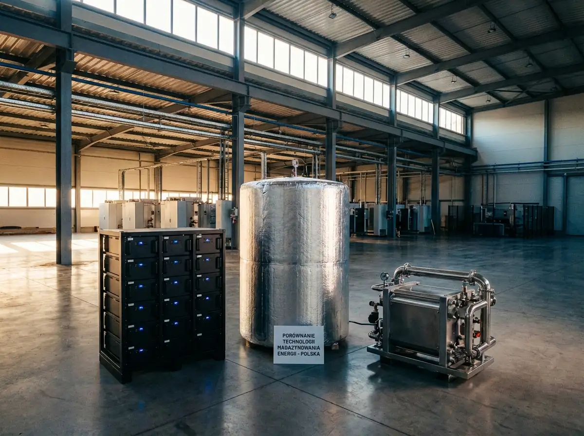 Przemysłowe magazyny energii w hali technicznej
